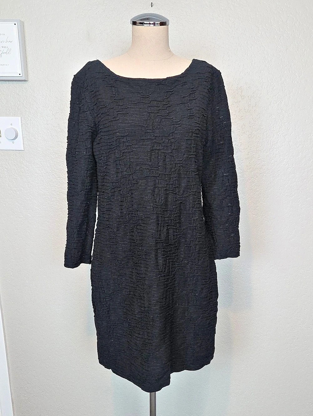 Armani Exchange textured Black Mini Dress Lg